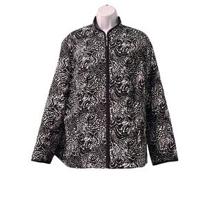 Requirements Full Zip Lined Lightweight Quilted Jacket Womens Sz 1X Black White